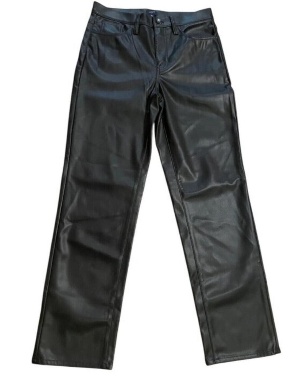 J. Crew Black Faux Leather Vegan Straight Leg Pants Women Size 28 New With Tags